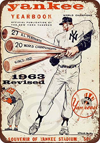 Metallschild Retro New York Yankees in 1963 Schild Wanddekoration Zuhause Restaurant Bar Höhle Outdoor Vintage Metall Blechschild Dekoration Poster - 20,3 x 30,5 cm Metall-Blechschild von TOLANK