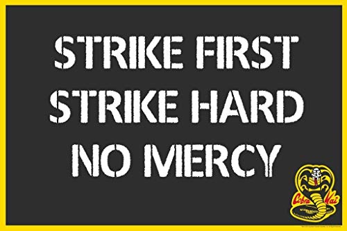 Retro Metall-Blechschild Vintage Strike First Strike Hard No Mercy Karate Kid Aluminiumschild für Zuhause Kaffee Wanddekoration 20,3 x 30,5 cm Retro Metall-Blechschild Vintage Strike First Strike Hard No Mercy Karate Kid Aluminiumschild für Zuhause Kaffee Wanddekoration 20,3 x 30,5 cm von TOLANK