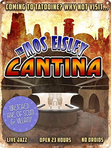 Vintage Metallschilder Coming To Tatooine?, The Mos Eisley Cantina Blechschild 20,3 x 30,5 cm Home Man Cave Vintage Stil Bauernhof Einzigartige Wanddekoration Vintage Metallschilder Coming To Tatooine?, The Mos Eisley Cantina Blechschild 20,3 x 30,5 cm Home Man Cave Vintage Stil Bauernhof Einzigartige Wanddekoration von TOLANK