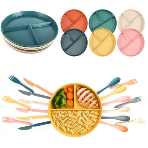 TOLASTO 6er-Set Portionskontroll-Teller mit 3 Fächern | Spülmaschinenfest & Mikrowellengeeignet | BPA-frei für Kinder & Erwachsene TOLASTO 6er-Set Portionskontroll-Teller mit 3 Fächern | Spülmaschinenfest & Mikrowellengeeignet | BPA-frei für Kinder & Erwachsene von TOLASTO