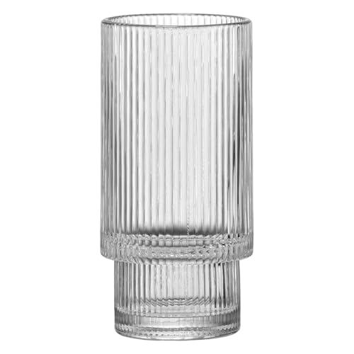 TOLASTO Set von 6 gerippten Trinkgläsern – 470 ml Vintage Glasbecher, klare Glastumbler für Cocktails, Eiskaffee, Säfte und Mojitos – Elegante Glaswaren für Dekoration und als Geschenk für Väter von TOLASTO