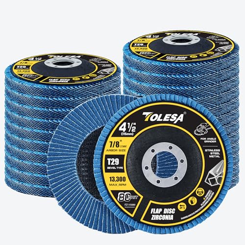 TOLESA Flap Disc 24 Stück 80 körnige Profi-Schleifscheiben für Metall oder Holz für Winkelschleifer von TOLESA