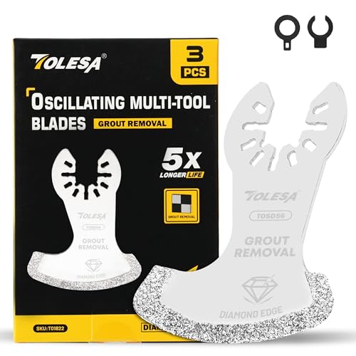 TOLESA Oszillierende Multitool Sägeblätter 3 Stück, Diamant Multifunktionswerkzeug Klingen Set zum Entfernen von Fugenmörtel, Reinigen von Mörtel, TOSD56 von TOLESA
