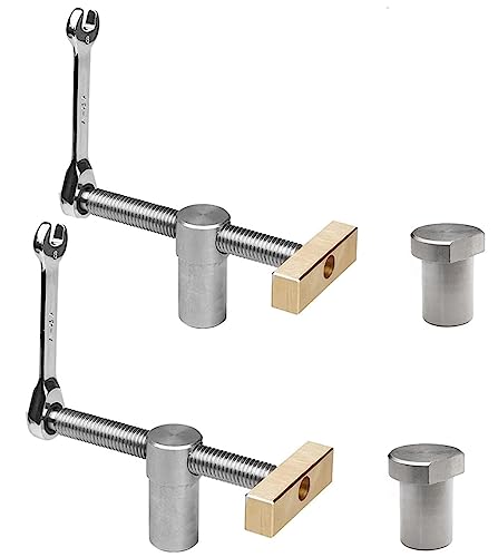 TOLIDA 2Sets Tisch Werkbank Klemme mit 2 Bankhunden Schreinerwerkzeug Bankhaken für 3/4 Zoll Loch Verstellbarer Desktop-Clip DIY-Positionierung für Holzarbeiten Schreibtisch-Clip Fixierte Klemme 19mm von TOLIDA