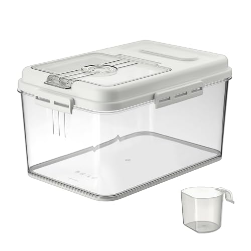 TOLIDA Aufbewahrungsbox aus Kunststoff,Waschmittelbehälter mit Messbecher,Vorratsdose mit magnetischem Deckel,Oragnizer für Wäscheperlen,Wäscheperlen,duftende Perlen,Mehl,Hundefutter,Katzenfutter12,3L von TOLIDA