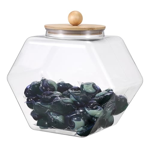 TOLIDA Aufbewahrungsflaschen aus PET Kunststoff, Vorratsdose mit Bambusdeckel, Organizer für Waschmittel, Wäscheperlen, duftende Perlen, Mehl, Hundefutter, Katzenfutter 4300ml TOLIDA Aufbewahrungsflaschen aus PET Kunststoff, Vorratsdose mit Bambusdeckel, Organizer für Waschmittel, Wäscheperlen, duftende Perlen, Mehl, Hundefutter, Katzenfutter 4300ml von TOLIDA