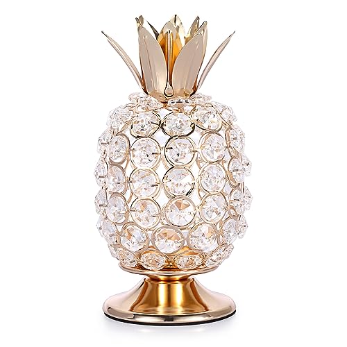 TOLIDA Kristall Ananas Ornament mit Kerzenständerbasis Glitzernde Golde Künstliche Fruchtskulptur als Exquisite Dekoration für Hochzeiten Feierlichkeiten Geburtstagsfeiern Familientisch Zimmer von TOLIDA