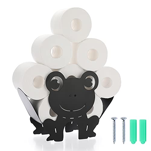 TOLIDA Toilettenpapierhalter Schwarz Frosch Toilettenrollenhalter aus Metall WC Rollenhalter Vertikaler Papierhalter Klopapierhalter Handtuchhalter Handwerk Deko für Bad Wohnzimmer Küche Hotel von TOLIDA