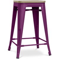 Barhocker im Industriedesign - Holz & Stahl - 61cm - Stylix Purple - Holz, Stahl - Purple von PRIVATEFLOOR