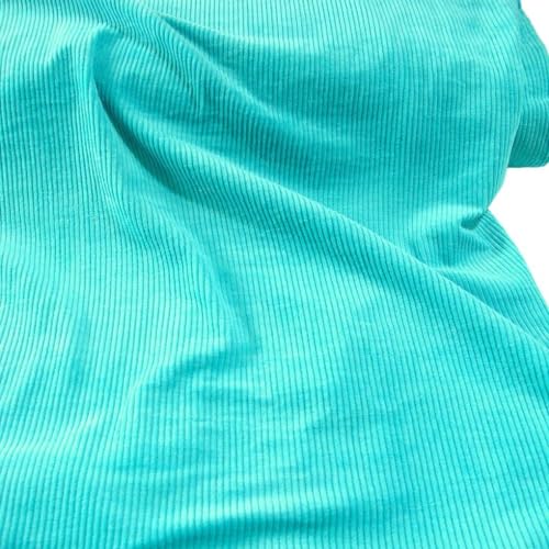 TOLKO 1m klassischer Cord Stoff | Baumwoll Cordsamt | Bekleidungsstoff für Hosen Jacken Kleider | weiche Meterware 150cm breit | uni Baumwollstoffe Nähstoffe günstig kaufen (Türkis) von TOLKO