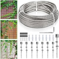 12M Rankhilfe Edelstahl für Kletterpflanzen Drahtseil Stahlseil Set mit Wandhalterung und Seildurchmesser 3 mm Unterstützung - Tolletour von TOLLETOUR