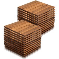 22er Set Holzfliesen Akazie 2m² Terrassenfliesen Klickfliesen Mosaik Klassik 30x30cm - Braun - Tolletour von TOLLETOUR