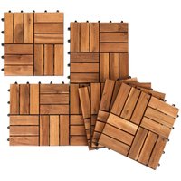TolleTour 6m² Holzfliesen Akazie Mosaik Terrassenfliese 30x30 cm Fliese Stecksystem Mosaik Zuschneidbar Terrassenfliesen Terrasse Balkon von TOLLETOUR