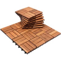 7m² Holzfliesen Akazie Mosaik Terrassenfliese 30x30 cm Fliese Stecksystem Mosaik Zuschneidbar Terrassenfliesen Terrasse Balkon - Braun - Tolletour von TOLLETOUR