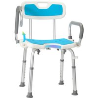 Tolletour - Duschhocker Badhocker Höhenverstellbar Duschstuhl bis 136kg Badsitz mit arm und rückenlehne Armlehne Reversibel von TOLLETOUR