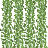 Efeu Künstlich 12 Stück 2.4m Künstliche Pflanzen Kunst Efeu Girlande Vines Fake Plant Hängend für Hochzeit Büro Küche Garten Party - Grün von TOLLETOUR