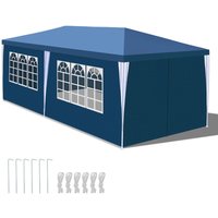 Tolletour - Garten Pavillon mit 4 Seitenteilen tragbares wasserdichtes Zelt mit Spiralschläuchen Partyzelt Blau 3 x 6 m von TOLLETOUR