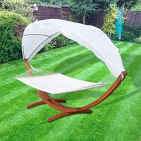 Tolletour - Hängematte mit Gestell 210 x 150 cm bis 200 kg mit Markise Outdoor Hängesitz Hängeliege Gestell aus Massivholz Hängeschaukel von TOLLETOUR