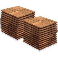 Holzfliesen Akazienholz Terrassenfliesen Klickfliesen 22x 2m² 30x30cm Garten Balkon Mosaik - Braun - Tolletour von TOLLETOUR