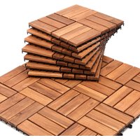 Holzfliesen Mosaik Akazienholz Fliese 44 Stück 30x30 cm Balkonfliesen Gartenfliesen Terrassenfliesen für Garten Terrasse Balkon 4m² - Braun von TOLLETOUR