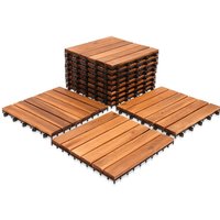 Holzfliesen Terrassenfliese Akazie 30x30cm Bodenbelag Balkonfliesen Drainage Garten Klickfliese Terrassenfliesen 3m² - Braun - Tolletour von TOLLETOUR