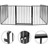 Kaminschutzgitter Absperrgitter 5-teiliges Set inkl. Tür in Schwarz 300cm x 76cm Türschutzgitter - Tolletour von TOLLETOUR