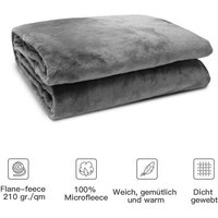 Tolletour - Kuscheldecke Wohndecke Fleecedecke Flauschige Decke Warm Super weich 130x170cm-Grau - Grau von TOLLETOUR