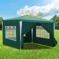 Tolletour - Pavillon Gartenzelt – Leichte Reinigung. langlebig mit Seitenteilen. perfektes Partyzelt Grün 3x3m von TOLLETOUR