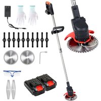 Tolletour - Rasentrimmer Elektro Freischneider 18 krpm mit 2er 21V 1500ma Ladegerät Akku von TOLLETOUR