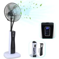 Stand Ventilator mit 3-stufiger Wasser-Vernebelung inkl. Multifunktions-Fernbedienung. Luftbefeuchter mit elektronischem Timer - Schwarz - Tolletour von TOLLETOUR