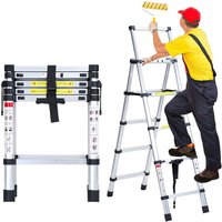 Teleskopleiter Ausziehleiter Klappleiter Stabil Aluminium Stehleiter 1.4m+1.7m - Tolletour von TOLLETOUR