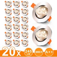 TolleTour 20er LED Einbaustrahler Deckeneinbauleuchte Set Einbauleuchte Deckenleuchte Einbauspot Deckenspot IP20 245LM Strahler Warmweiß 3W TolleTour 20er LED Einbaustrahler Deckeneinbauleuchte Set Einbauleuchte Deckenleuchte Einbauspot Deckenspot IP20 245LM Strahler Warmweiß 3W von TOLLETOUR