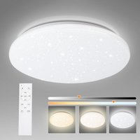 TolleTour 24W LED Deckenleuchte mit Sternenhimmel-Effekt und Dimmbarkeit für Rund-Design im Badezimmer mit Fernbedienung - Kaltweiß und Warmweiß von TOLLETOUR