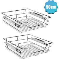 2x Küchenschublade 50cm Vollauszug 25kg Belastbar Montagematerial Verchromt Küche Teleskopschublade Korbauszug Schrankauszug - Tolletour von TOLLETOUR