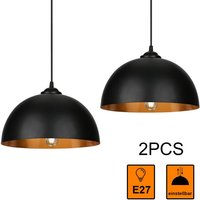 2x Pendelleuchte Lampenschirm ohne Birne Hängelampe Licht Industrial Industrie - schwarz - Tolletour von TOLLETOUR