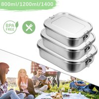 800ml+1200ml Brotdose Metall Brotdose Thermobehälter Lunchbox bpa frei Edelstahl - Tolletour von TOLLETOUR