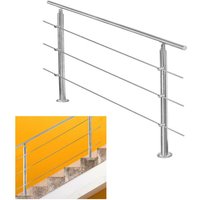 Tolletour - 80cm Treppengeländer Edelstahl Handlauf Geländer für Treppen Brüstung Balkon mit 3 Querstreben. Innen und Außen von TOLLETOUR
