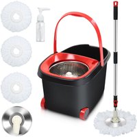 Tolletour - Bodenwischer Komplett Set Turbo Wischmop und Eimer Spin Wischmop Putzeimer Mit 3 Stücke Mikrofasermatte Wechselbar Stiel Bodenreinigung von TOLLETOUR