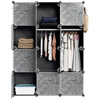 TolleTour DIY Kleiderschrank 12 Fächer Steckregal Regalsystem Kombischrank Stecksystem-Set mit Tür 140x105x35cm Wasser und Staubdicht von TOLLETOUR