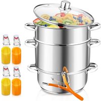 Dampfentsafter Induktion Entsafter Saftpresse Obst Fruchtentsafter Edelstahl 8 Liter ø 26cm - silber - Tolletour von TOLLETOUR