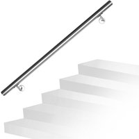 Edelstahl Handlauf Geländer matt. runde Treppe. innen und außen. ø 42 mm. Treppengeländer mit Bügel. silber 100 cm - Tolletour von TOLLETOUR