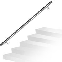 Edelstahl Handlauf Geländer matt. runde Treppe. innen und außen. ø 42 mm. Treppengeländer mit Bügel. silber 140 cm - Tolletour von TOLLETOUR