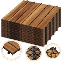 VINGO Holzfliesen aus Akazien Holz 30x30cm, 6 Latten Fliese 5m², Bodenfliesen für Terrassen und Balkon(55 Stück) - Braun von VINGO