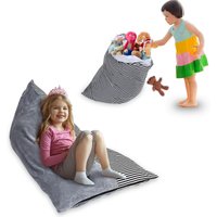 Kindersitzsäcke. Kuscheltier Aufbewahrung Sitzsack. Kinder Spielzeug Stofftier Aufbewahrung Sitzsack faltbar extra große Tasche Streifen Stuhl Sofa von TOLLETOUR