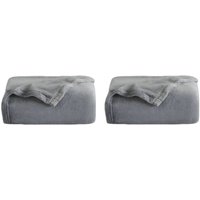 TolleTour Kuscheldecke 2er Flanell Wohndecke Decke Universell Sofa Garten Unterwegs Grau 200 x 150 cm Super soft von TOLLETOUR