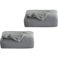 TolleTour Kuscheldecke 2er Flanell Wohndecke Decke Universell Sofa Garten Unterwegs Grau 240 x 220 cm Super soft von TOLLETOUR