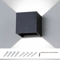 Led Wandleuchte Außen Wohnzimmer Wandlampe IP65 Treppen Keller Flur Esszimmer 12W Schwarz Kaltweiß - Schwarz - Tolletour von TOLLETOUR