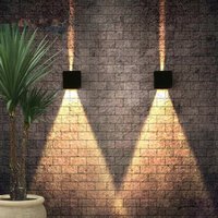 Tolletour - led Wandleuchte Wandbeleuchtung Deko IP65 Wandlampe Außen Treppen Innen 12W Schwarz Warmweiß 2 Stück von TOLLETOUR