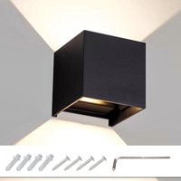 Led Wandleuchte Wandbeleuchtung Deko IP65 Wandlampe Außen Treppen Innen 7W Schwarz Warmweiß - Schwarz - Tolletour von TOLLETOUR