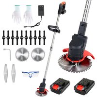 TolleTour Rasentrimmer Elektro Freischneider mit 2x 21V 1500ma Ladegerät Akku 18 krpm von TOLLETOUR